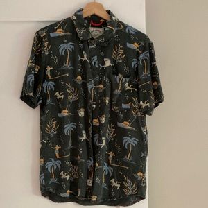 Hula Girl Short Sleeve Button Up